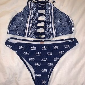 Blue and White Bikini
